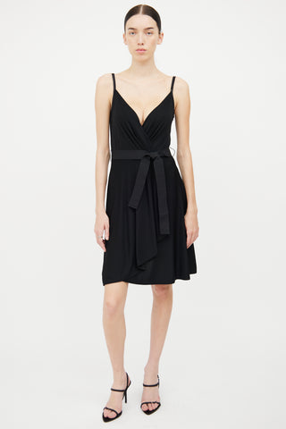 Dolce 
Gabbana Black Wrap Pleat Silk Dress