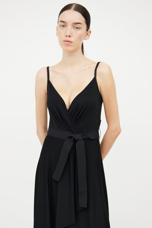 Dolce 
Gabbana Black Wrap Pleat Silk Dress