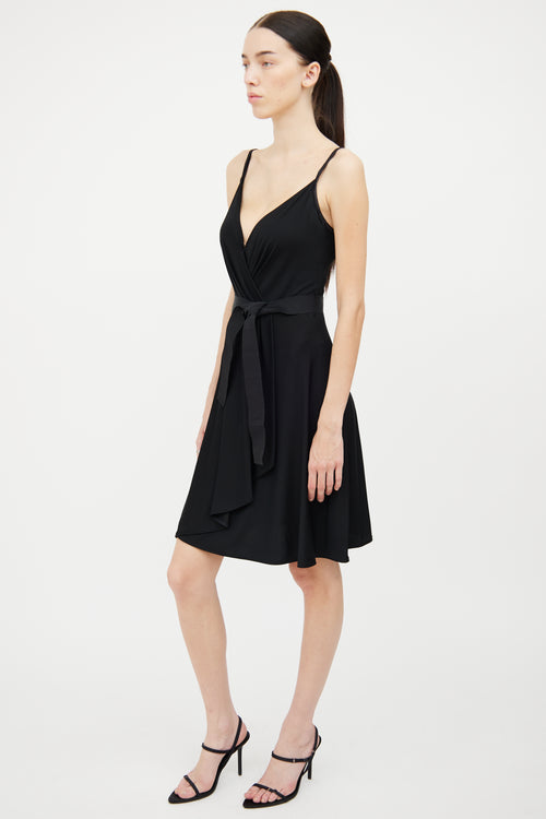 Dolce 
Gabbana Black Wrap Pleat Silk Dress