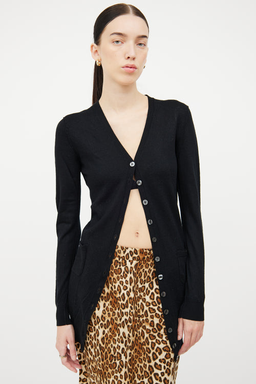 Dolce 
Gabbana Black Knit Button Pocket Cardigan