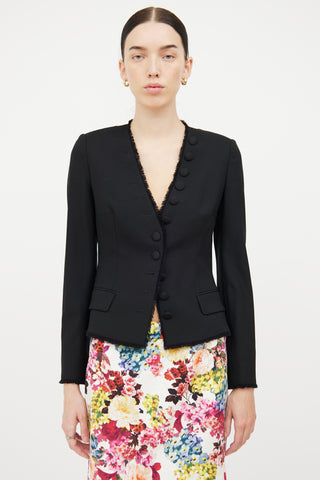 Dolce 
Gabbana Black Raw Hem Long Sleeve Blazer