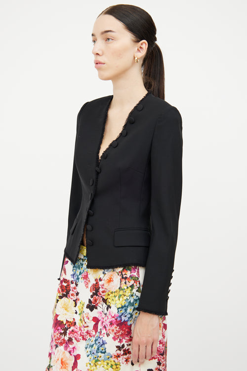 Dolce 
Gabbana Black Raw Hem Long Sleeve Blazer