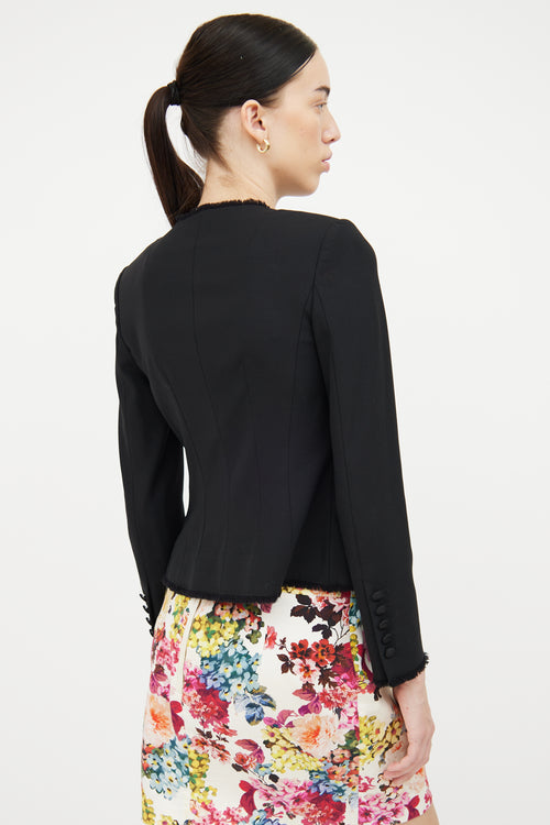 Dolce 
Gabbana Black Raw Hem Long Sleeve Blazer