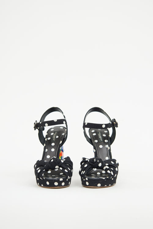 Dolce 
Gabbana Black 
Multi Tropical Polka Dot Heel