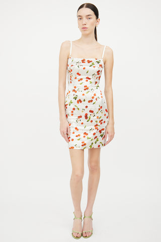 Dolce 
Gabbana White Multi Colour Cherry Dress