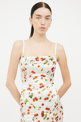 Dolce 
Gabbana White Multi Colour Cherry Dress