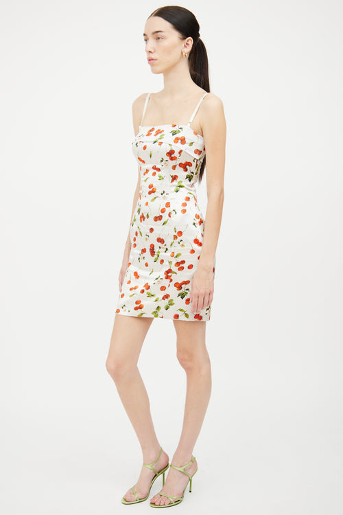 Dolce 
Gabbana White Multi Colour Cherry Dress