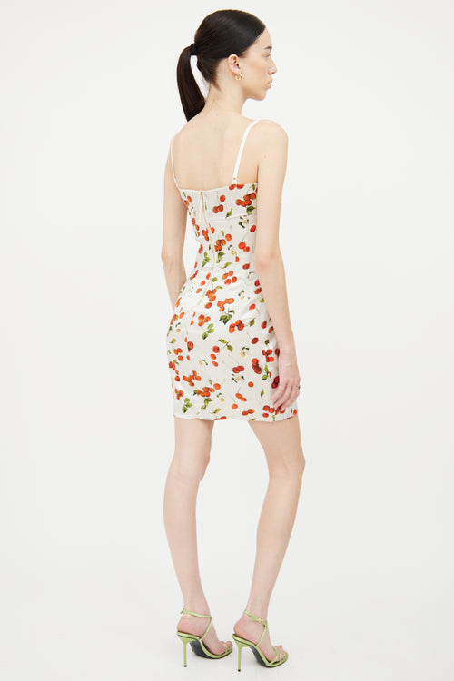 Dolce 
Gabbana White Multi Colour Cherry Dress