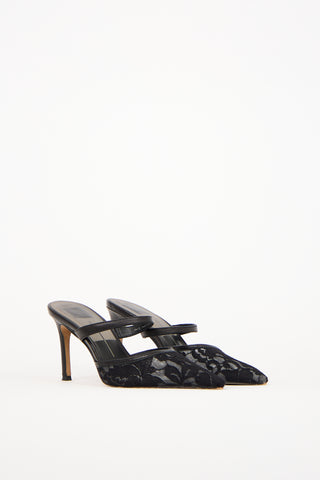 Dolce Vita Black Lace 
Leather Pointed Toe Mule