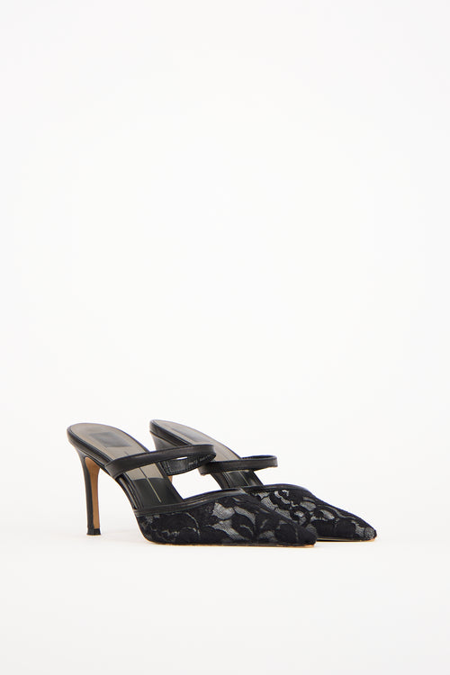 Dolce Vita Black Lace 
Leather Pointed Toe Mule