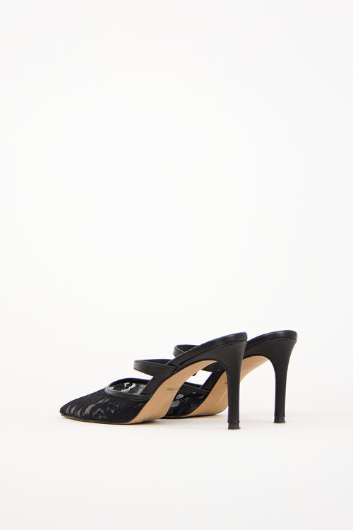 Dolce Vita Black Lace 
Leather Pointed Toe Mule