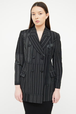 Dolce 
Gabbana Black 
White Pinstripe Blazer