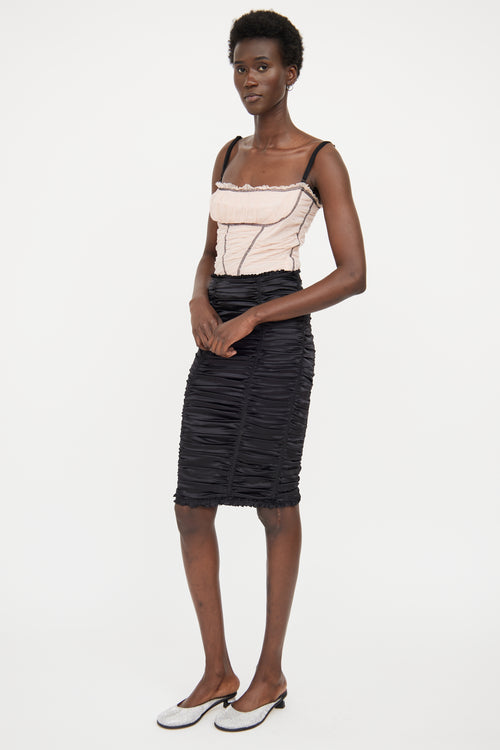 Dolce 
Gabbana Black Ruched Silk Skirt