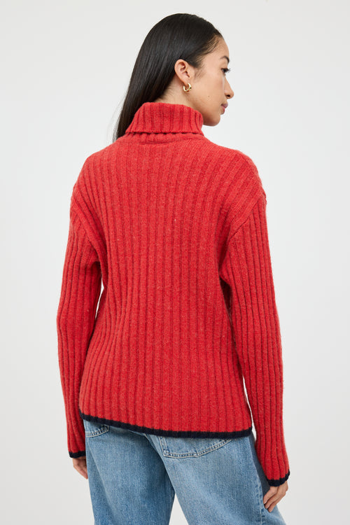 Dolce 
Gabbana Red 
White Knit Logo Turtleneck