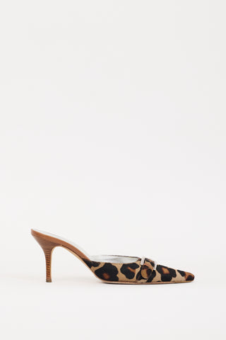 Dolce 
Gabbana Black 
Brown Printed Hair Heeled Mule