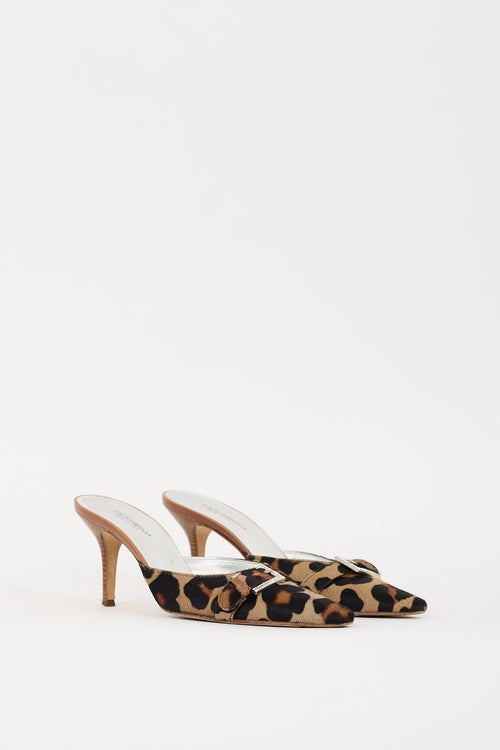 Dolce 
Gabbana Black 
Brown Printed Hair Heeled Mule