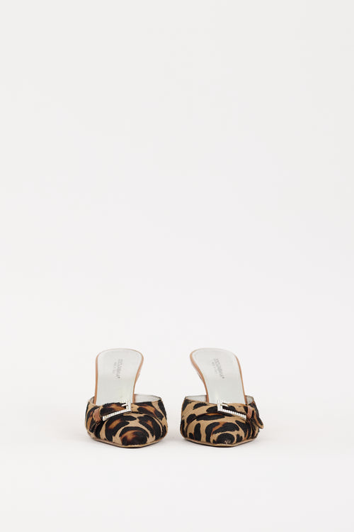 Dolce 
Gabbana Black 
Brown Printed Hair Heeled Mule