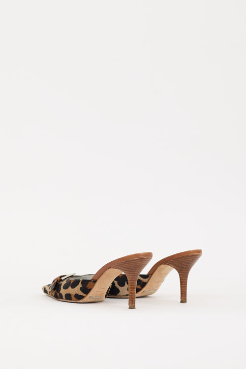 Dolce 
Gabbana Black 
Brown Printed Hair Heeled Mule