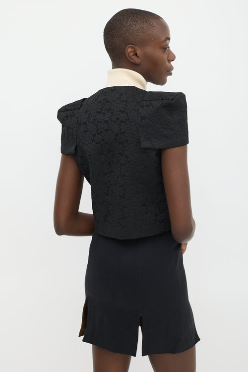 Dolce 
Gabbana Black Lace Structured Cap Sleeve Jacket