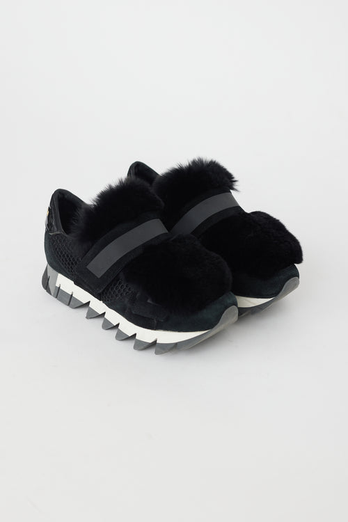 Dolce 
Gabbana Black Mesh 
Fur Sneaker