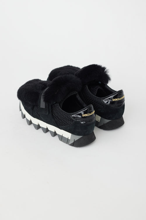 Dolce 
Gabbana Black Mesh 
Fur Sneaker