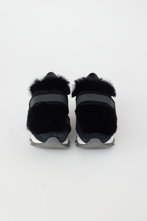 Dolce 
Gabbana Black Mesh 
Fur Sneaker