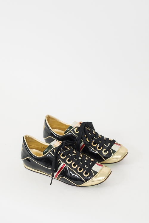 Dolce 
Gabbana Black 
Multi Patent Leather Sneaker