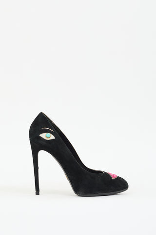 Dolce 
Gabbana Black 
Multi Suede Embellished Face Pump