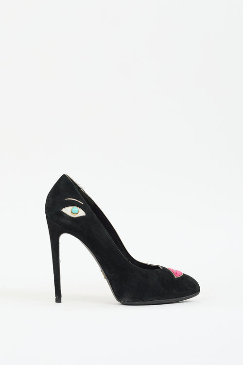 Dolce 
Gabbana Black 
Multi Suede Embellished Face Pump