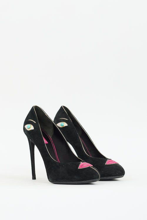 Dolce 
Gabbana Black 
Multi Suede Embellished Face Pump