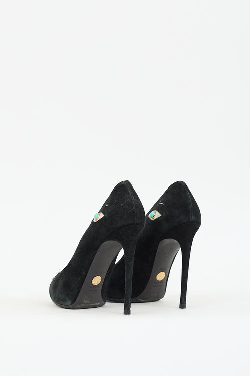 Dolce 
Gabbana Black 
Multi Suede Embellished Face Pump