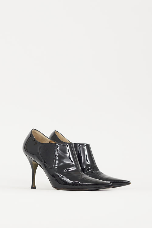 Dolce 
Gabbana Black Patent Leather Ankle Boot