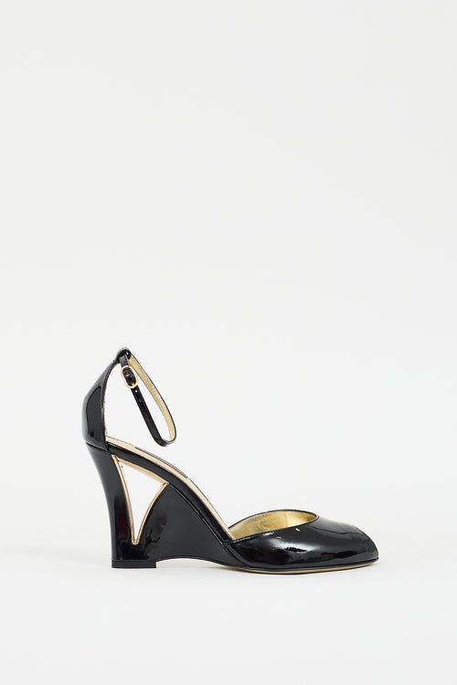 Dolce 
Gabbana Black Patent Leather D
Orsay Wedge Heel