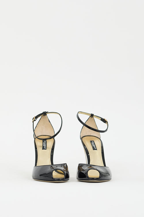 Dolce 
Gabbana Black Patent Leather D
Orsay Wedge Heel