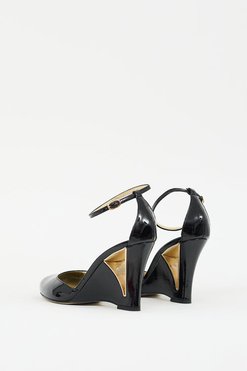 Dolce 
Gabbana Black Patent Leather D
Orsay Wedge Heel