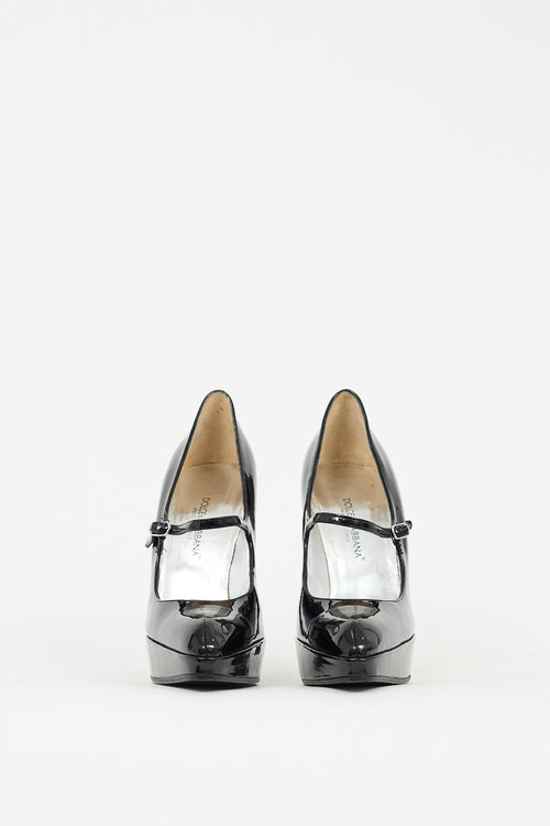 Dolce 
Gabbana Black Patent Leather Mary Jane Pump