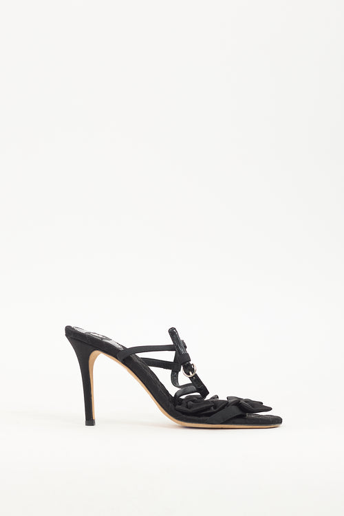 Dolce 
Gabbana Black Satin Bow T-Strap Heel