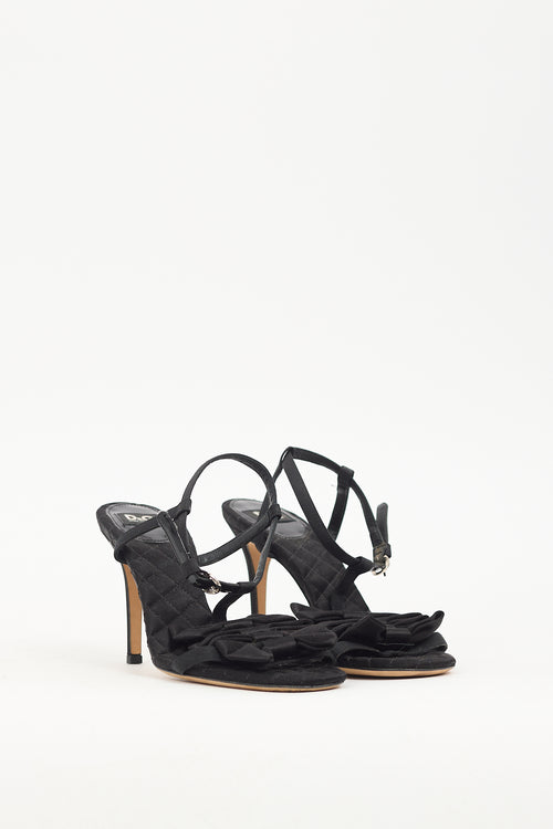 Dolce 
Gabbana Black Satin Bow T-Strap Heel