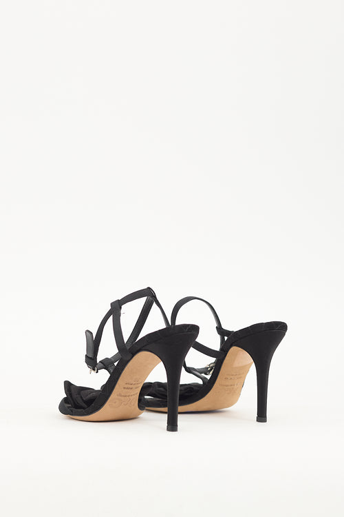 Dolce 
Gabbana Black Satin Bow T-Strap Heel