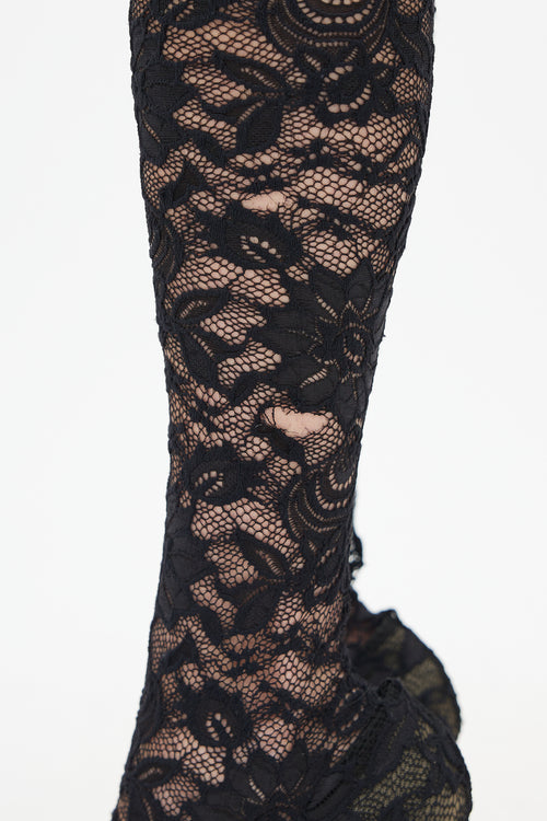 Dolce 
Gabbana Black Lace Knee High Boot