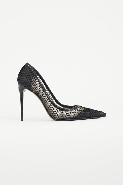 Dolce 
Gabbana Black Leather 
Mesh Pump