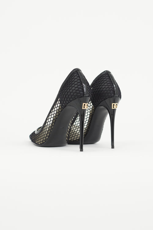 Dolce 
Gabbana Black Leather 
Mesh Pump