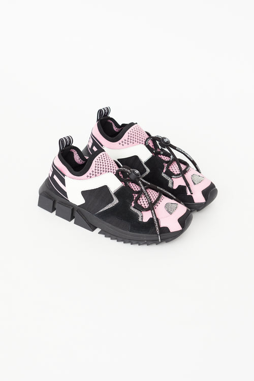 Dolce 
Gabbana Black 
Pink Mesh Sock Sneaker