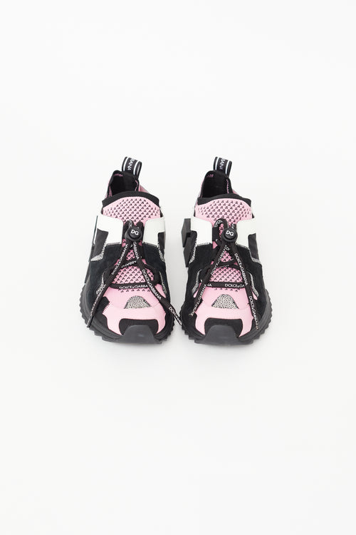 Dolce 
Gabbana Black 
Pink Mesh Sock Sneaker