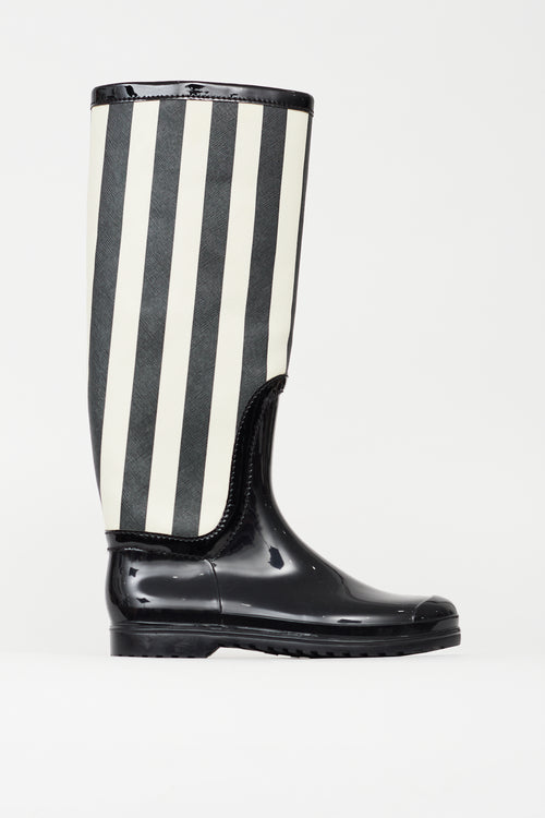 Dolce 
Gabbana Black 
White Rubber Boot