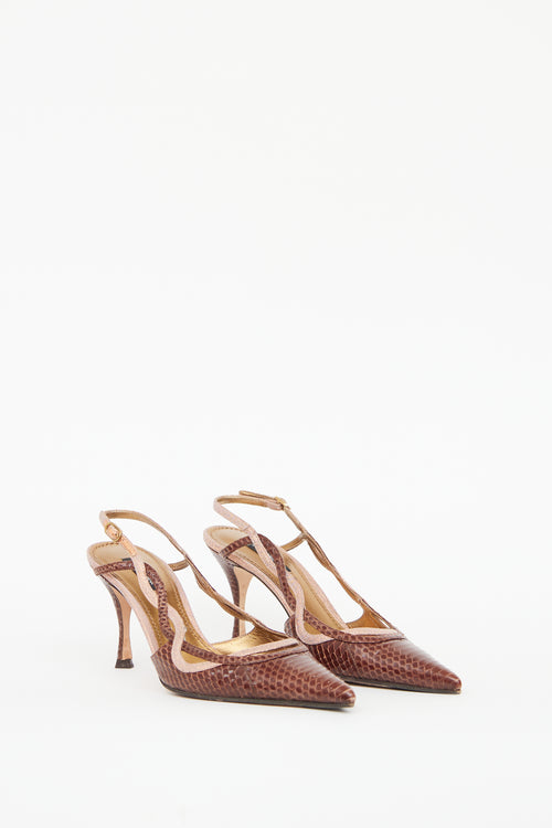 Dolce 
Gabbana Brown Print Embellished Slingback