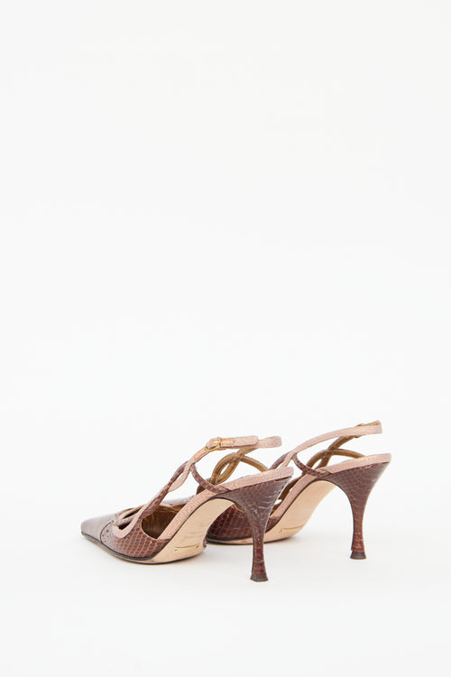 Dolce 
Gabbana Brown Print Embellished Slingback