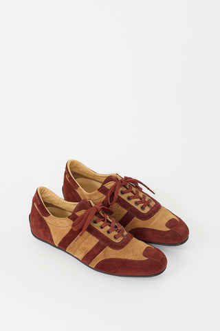 Dolce 
Gabbana Brown 
Beige Suede Low Top Sneaker