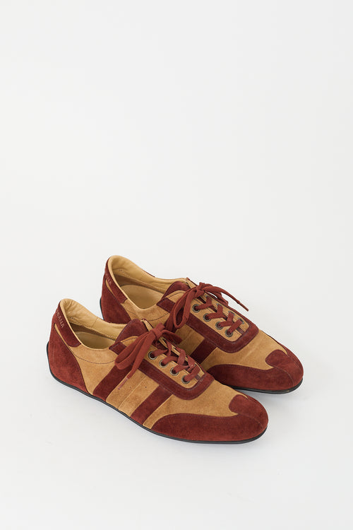 Dolce 
Gabbana Brown 
Beige Suede Low Top Sneaker