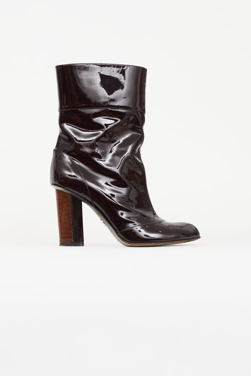 Dolce 
Gabbana Burgundy Patent Ankle Boot